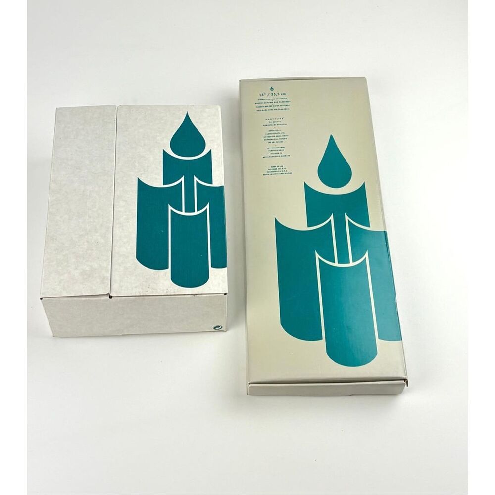 NOS Partylite Chantilly Pair of Candleholders & 6-14in Dinner Candles Unscented